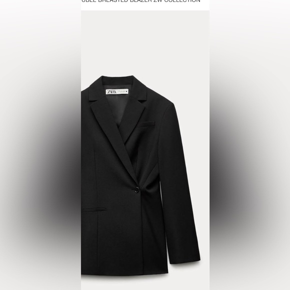 ZARA 2023 BLACK SIDE BUTTON BLAZER WORN ONCE  XL $89 - Picture 2 of 7